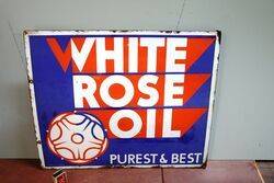 Vintage White Rose Oil Double Sided Enamel Adv Sign 