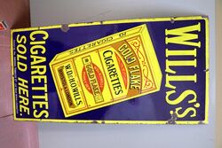 Vintage Will's Gold Flake Cigarettes Pictorial Enamel Sign. #