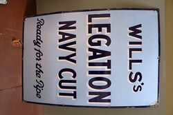 Vintage Will's Legation Navy Cut Pipe Tobacco Enamel Sign. #