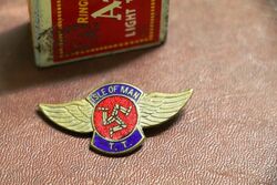 Vintage Winged Enamel Isle of Man TT Badge
