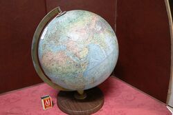 Vintage World Desk Globe on Wood Grain Base