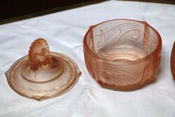 Walther and Shne Art Deco Pink Glass and39Nymphenand39 Trinket Bowl 