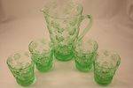 Depression Glass Water Jug and 4 Tumblers