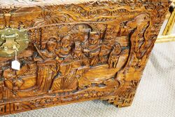 Well Carved Early 20th century Chinese camphor wood chest 