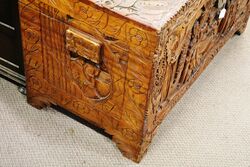 Well Carved Early 20th century Chinese camphor wood chest 
