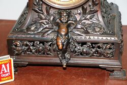 Wonderful Quality Antique French Bronze Mantle Clock 