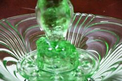  Art Deco 3Piece green glass Libochovice and39Penguinand39 Float Bowl set