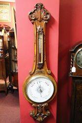  Large Antique Decorative Carved Walnut  Mercury Barometer.#