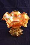 carnival glass amethystmarigold punch bowl + 6 cups